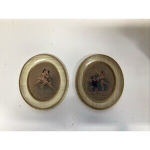 vintage ballerina wall hanging pair by Gina 7”x6” mid century